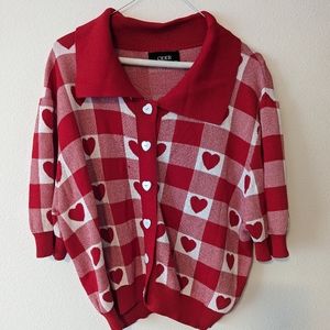 Cider Short Sleeve Heart Cardigan
